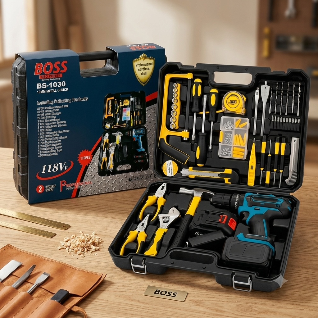 118 PCS Professional Tool Kit with Drill – Complete Home & Workshop Set (Only 200 Dirham)